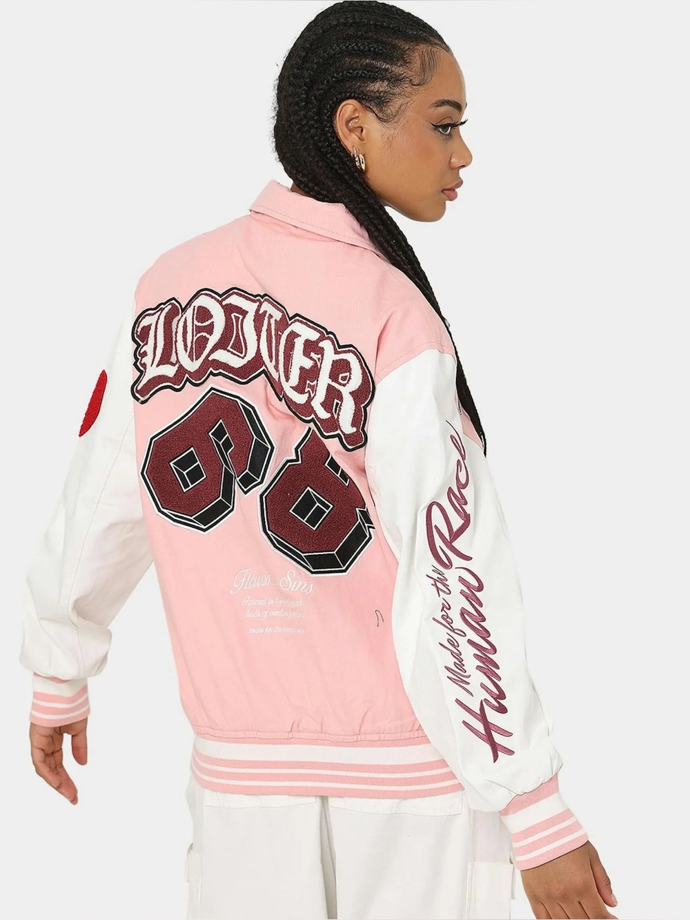 Loiter Varsity Letterman Pink Jacket - Picture 4 of 10